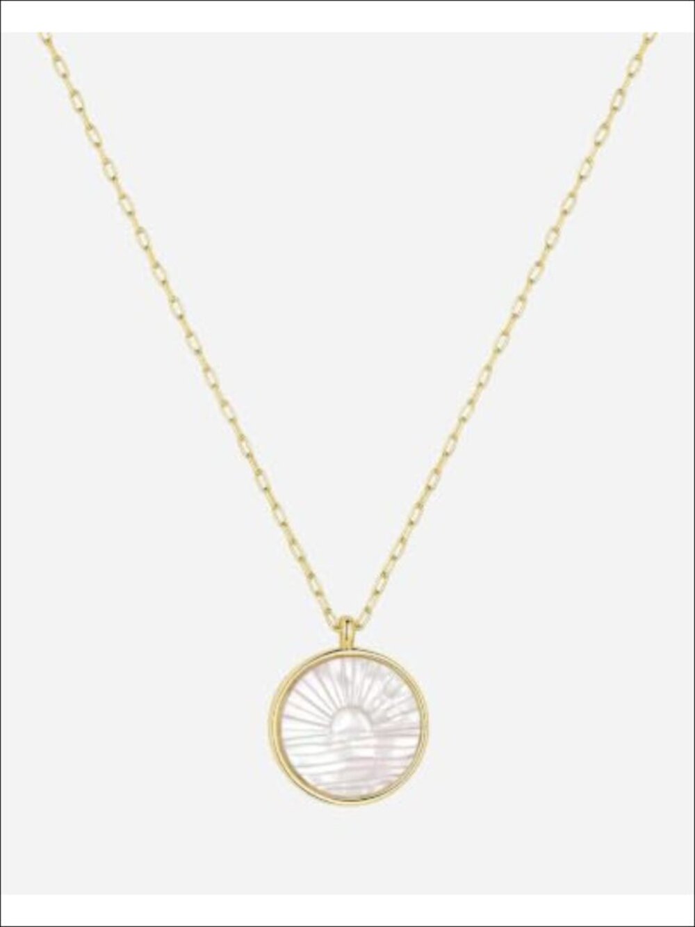 18k Gold Plated Mother of Pearl Pendant Necklace Adjustable 19-21 Inches